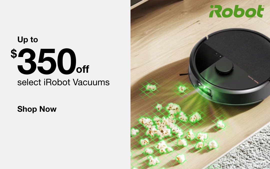 up to 350 dollars off select irobot vacuums